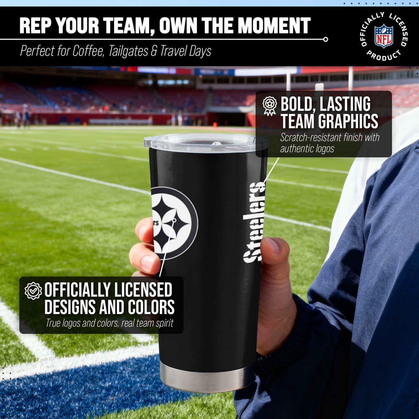 Pittsburgh Steelers NFL 20oz Gameday Stainless Steel Tumbler - Black