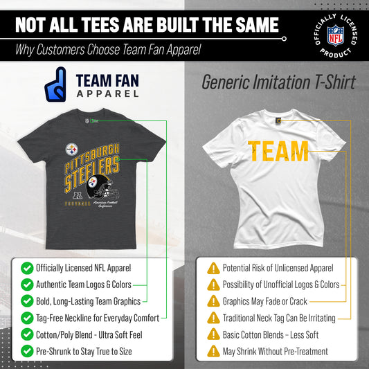 Pittsburgh Steelers NFL Adult Distressed Helmet Tag-Less T-Shirt - Heather Charcoal