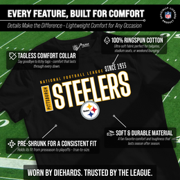Pittsburgh Steelers NFL Adult Modern Endzone Tag-Less T-Shirt - Black