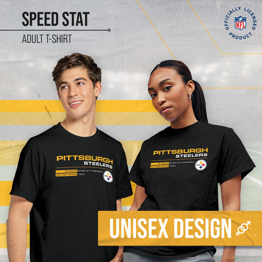 Pittsburgh Steelers Adult NFL Speed Stat Sheet T-Shirt - Black