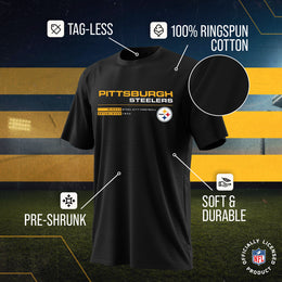 Pittsburgh Steelers Adult NFL Speed Stat Sheet T-Shirt - Black