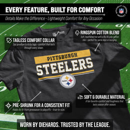 Pittsburgh Steelers NFL Adult Team Block Tagless T-Shirt - Charcoal