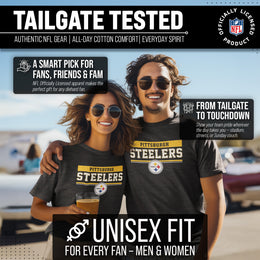 Pittsburgh Steelers NFL Adult Team Block Tagless T-Shirt - Charcoal