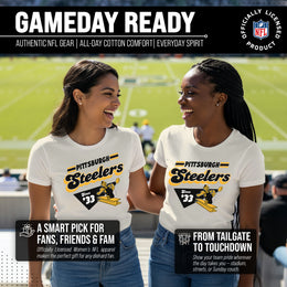 Pittsburgh Steelers NFL Womens Vintage Charm Tag-Less Soft T-Shirt - Birch