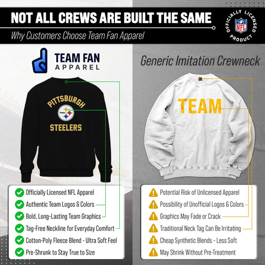 Pittsburgh Steelers NFL Adult Gameday Football Crewneck Sweatshirt - Black