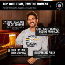 Pittsburgh Steelers NFL Adult Property Of Crewneck Fleece Sweatshirt - Sport Gray