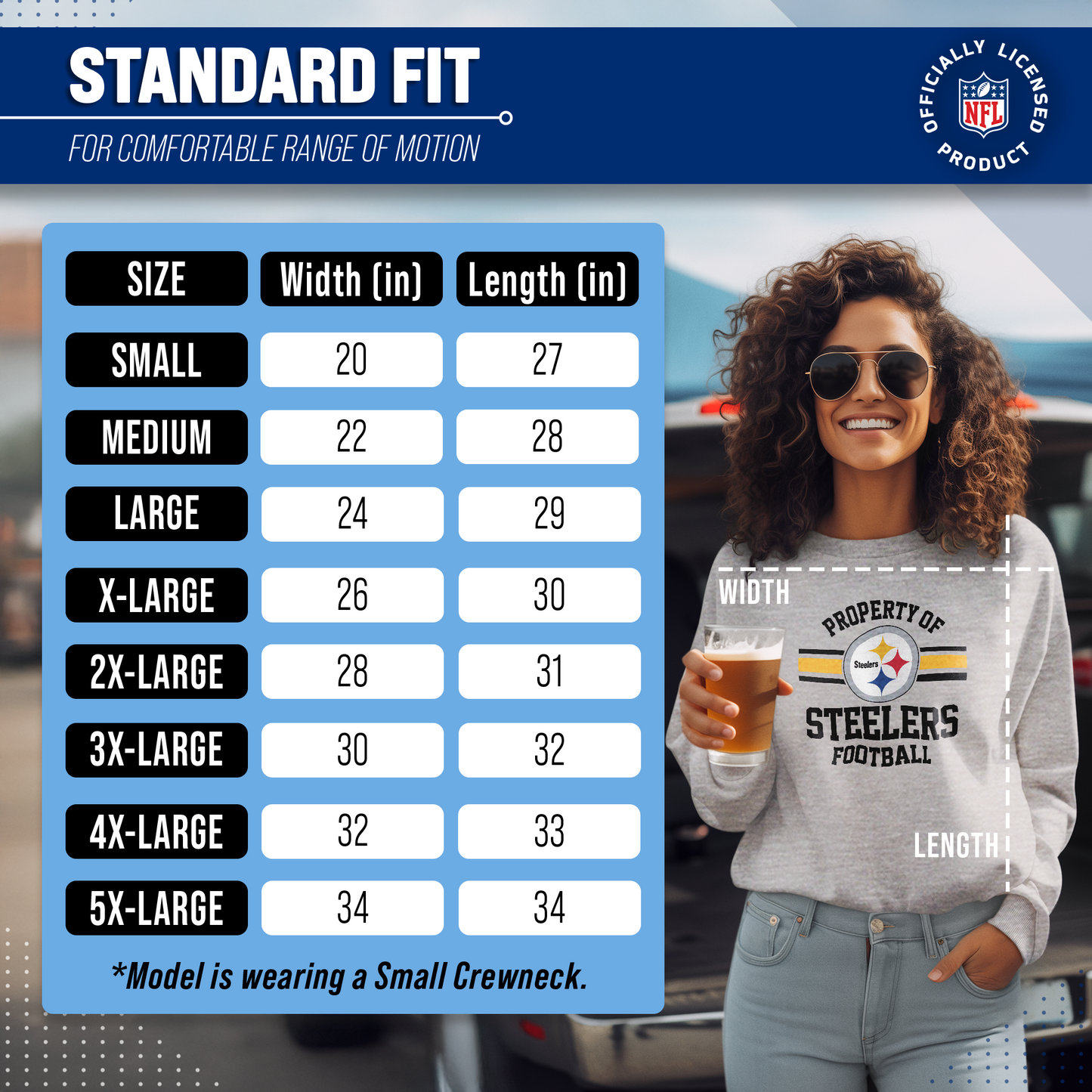 Pittsburgh Steelers NFL Adult Property Of Crewneck Fleece Sweatshirt - Sport Gray