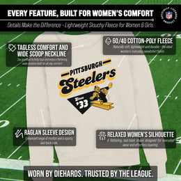 Pittsburgh Steelers NFL Womens Vintage Charm Slouchy Crewneck - Birch