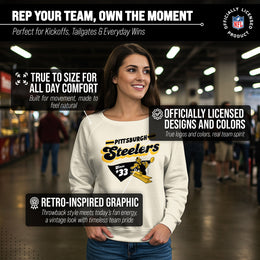 Pittsburgh Steelers NFL Womens Vintage Charm Slouchy Crewneck - Birch