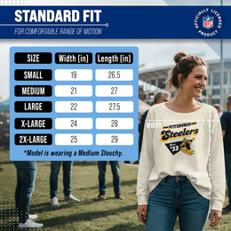 Pittsburgh Steelers NFL Womens Vintage Charm Slouchy Crewneck - Birch