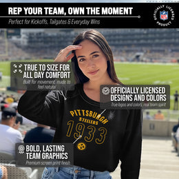 Pittsburgh Steelers NFL Womens Big Date Slouchy Crewneck - Black