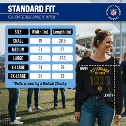 Pittsburgh Steelers NFL Womens Big Date Slouchy Crewneck - Black