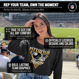 Pittsburgh Steelers NFL Womens Retro Triangle Slouchy Crewneck - Heather Charcoal