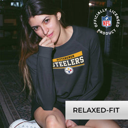 Pittsburgh Steelers NFL Womens Charcoal Crew Neck Football Apparel - Charcoal