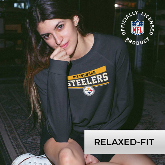 Pittsburgh Steelers NFL Womens Charcoal Crew Neck Football Apparel - Charcoal