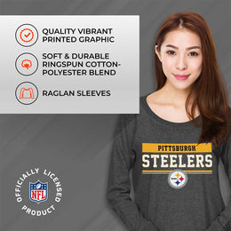 Pittsburgh Steelers NFL Womens Charcoal Crew Neck Football Apparel - Charcoal