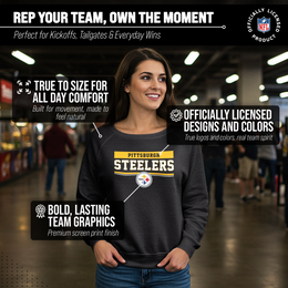Pittsburgh Steelers NFL Womens Charcoal Crew Neck Football Apparel - Charcoal