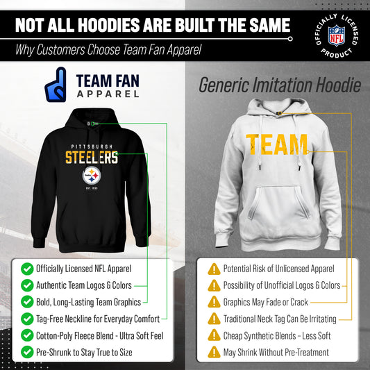 Pittsburgh Steelers Adult NFL Diagonal Fade Fleece Hooded Sweatshirt - Black