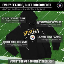 Pittsburgh Steelers Adult NFL Diagonal Fade Fleece Hooded Sweatshirt - Black