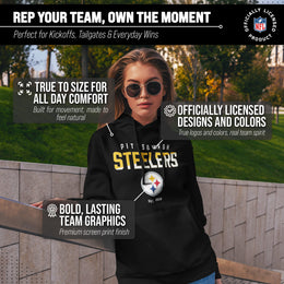 Pittsburgh Steelers Adult NFL Diagonal Fade Fleece Hooded Sweatshirt - Black