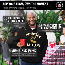 Pittsburgh Steelers NFL Adult Unisex Retro Gameday Ultra Soft Fleece Hooded Sweatshirt - Black