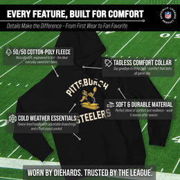 Pittsburgh Steelers NFL Adult Unisex Retro Gameday Ultra Soft Fleece Hooded Sweatshirt - Black