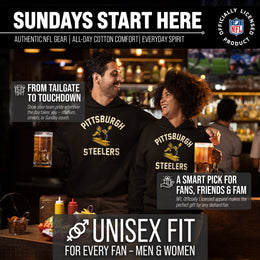 Pittsburgh Steelers NFL Adult Unisex Retro Gameday Ultra Soft Fleece Hooded Sweatshirt - Black