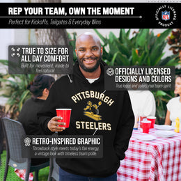 Pittsburgh Steelers NFL Adult Unisex Retro Gameday Ultra Soft Fleece Hooded Sweatshirt - Black