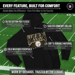 Pittsburgh Steelers NFL Adult Unisex Overtime Blueprint Soft Fleece Hooded Sweatshirt - Black