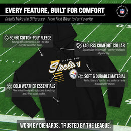 Pittsburgh Steelers NFL Adult Unisex Retro Script Ultra Soft Fleece Hooded Sweatshirt - Black