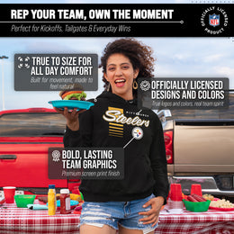 Pittsburgh Steelers NFL Adult Unisex Retro Script Ultra Soft Fleece Hooded Sweatshirt - Black