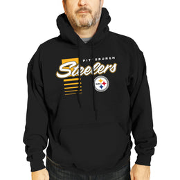 Pittsburgh Steelers NFL Adult Unisex Retro Script Ultra Soft Fleece Hooded Sweatshirt - Black
