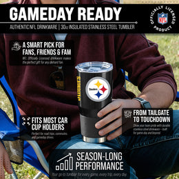 Pittsburgh Steelers NFL 30oz Gameday Stainless Steel Tumbler - Black