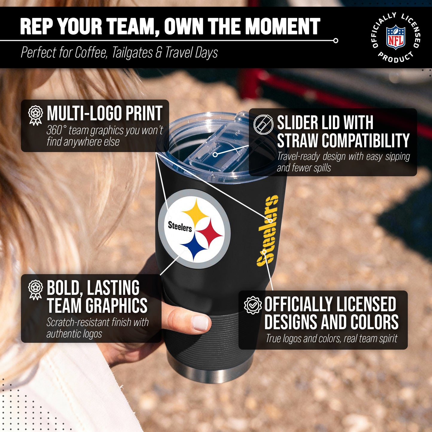 Pittsburgh Steelers NFL 30oz Gameday Stainless Steel Tumbler - Black