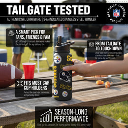 Pittsburgh Steelers NFL 34Oz Native Quencher Water Bottle - Black
