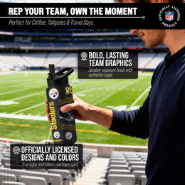 Pittsburgh Steelers NFL 34Oz Native Quencher Water Bottle - Black