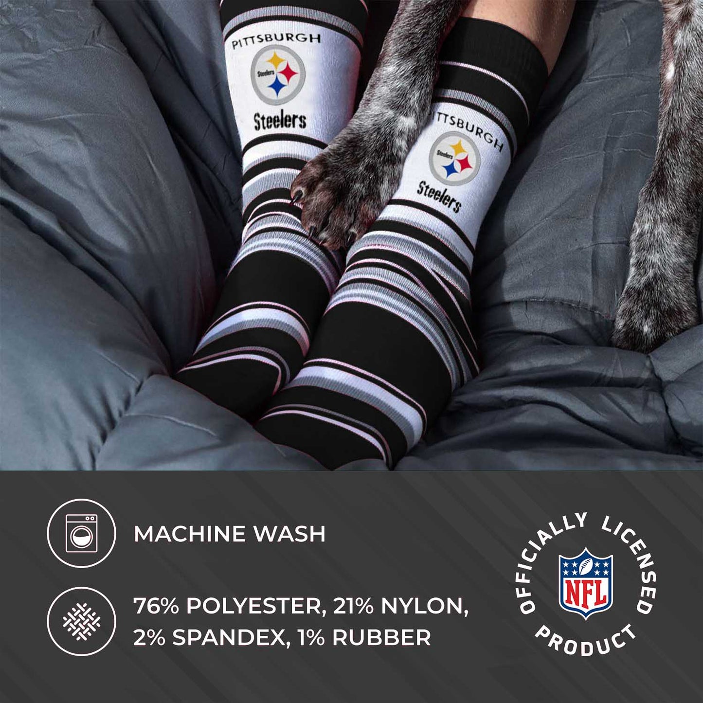 Pittsburgh Steelers NFL Adult Striped Dress Socks - Black