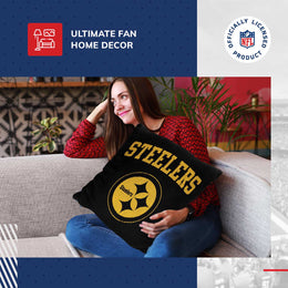 Pittsburgh Steelers NFL Decorative Football Throw Pillow - Black