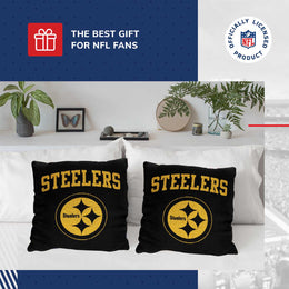 Pittsburgh Steelers NFL Decorative Football Throw Pillow - Black