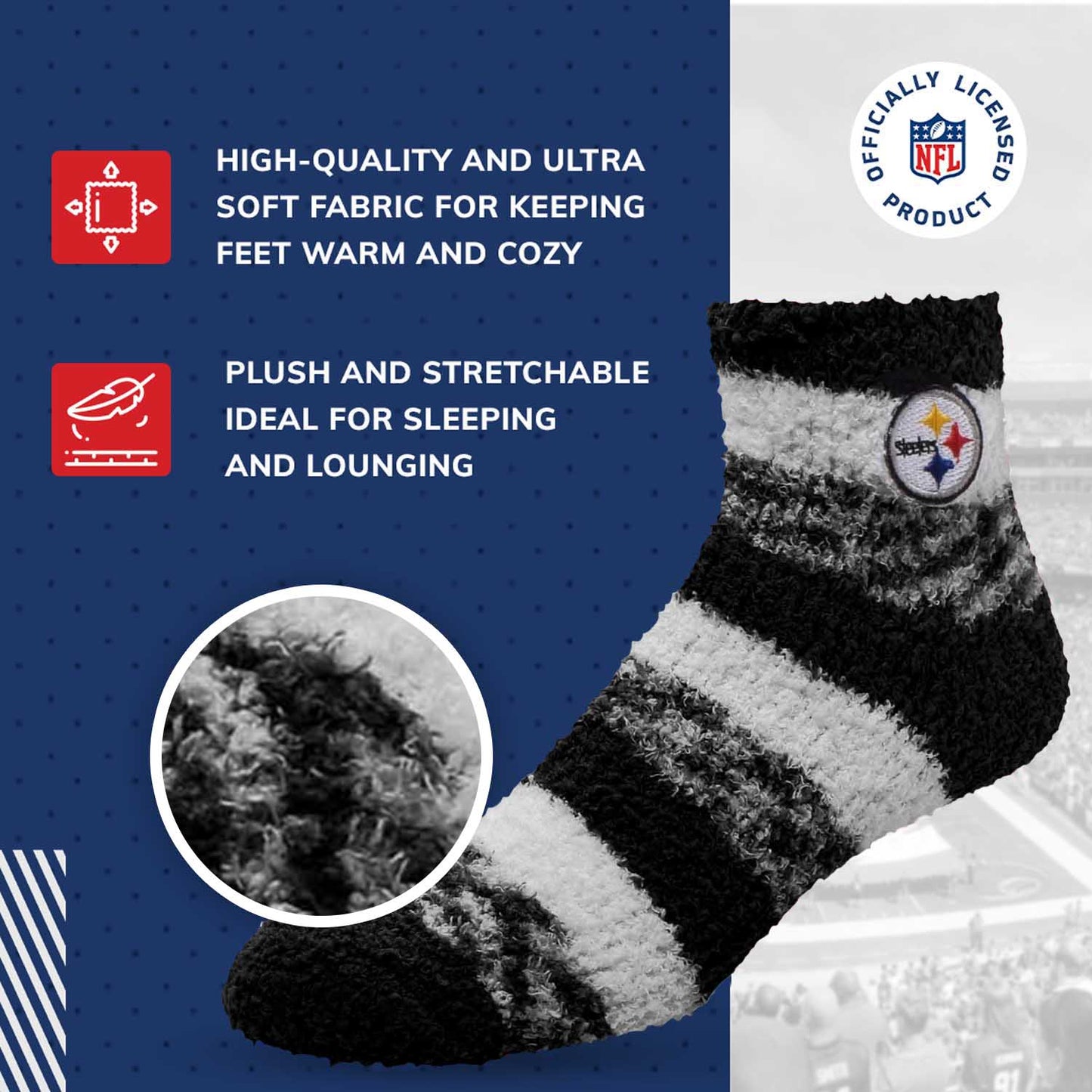 Pittsburgh Steelers NFL Cozy Soft Slipper Socks - Black