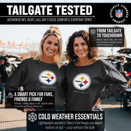 Pittsburgh Steelers Women's NFL Ultimate Fan Logo Slouchy Crewneck -Tagless Fleece Lightweight Pullover - Charcoal