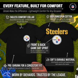 Pittsburgh Steelers NFL Pro Football Final Countdown Adult Cotton-Poly Short Sleeved T-Shirt For Men & Women - Black