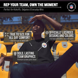 Pittsburgh Steelers NFL Pro Football Final Countdown Adult Cotton-Poly Short Sleeved T-Shirt For Men & Women - Black