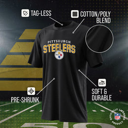 Pittsburgh Steelers NFL Youth Starting Fresh Tee- Pro Football Tag-Less T-Shirt For Boys & Girls - Black