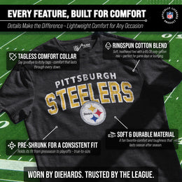 Pittsburgh Steelers NFL Starting Fresh Short Sleeve Heather T-Shirt - Black