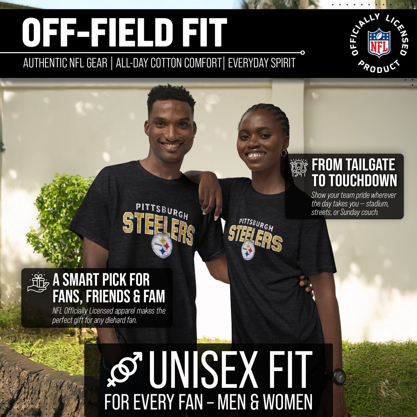 Pittsburgh Steelers NFL Starting Fresh Short Sleeve Heather T-Shirt - Black
