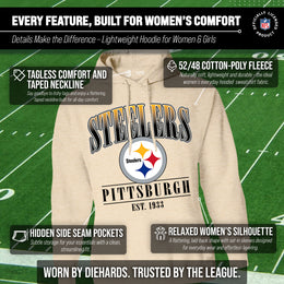 Pittsburgh Steelers Ladies NFL Starstruck Fleece Pullover Hooded Sweatshirt - Cream