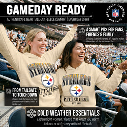 Pittsburgh Steelers Ladies NFL Starstruck Fleece Pullover Hooded Sweatshirt - Cream