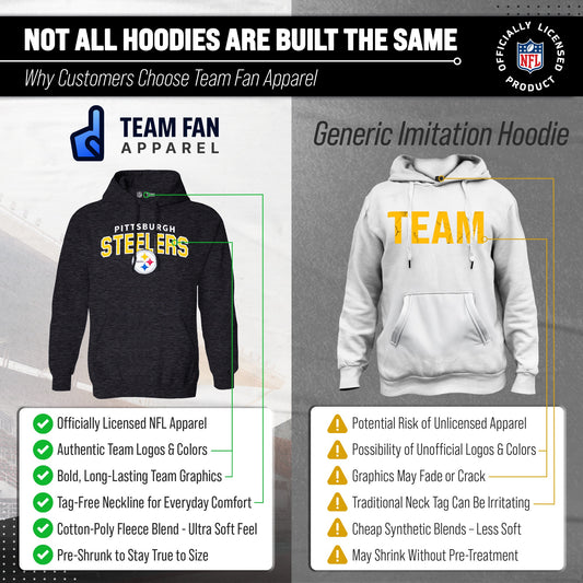 Pittsburgh Steelers NFL Adult Unisex Starting Fresh Ultra Soft Fleece Hooded Sweatshirt - Black Heather