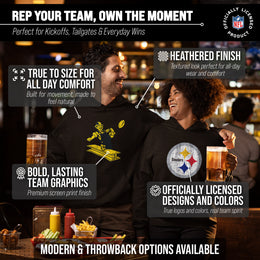 Pittsburgh Steelers NFL Adult Unisex Modern Throwback Ultra Soft Fleece Hooded Sweatshirt - Black Heather
